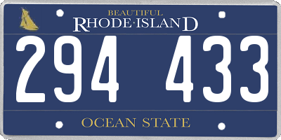 RI license plate 294433