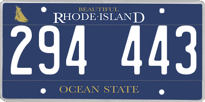 RI license plate 294443