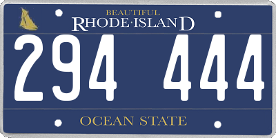 RI license plate 294444