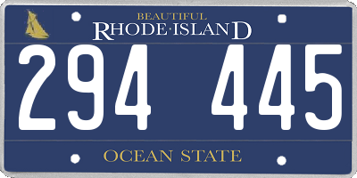 RI license plate 294445