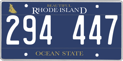 RI license plate 294447