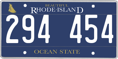 RI license plate 294454