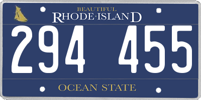 RI license plate 294455