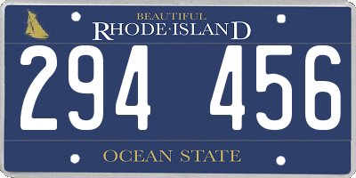 RI license plate 294456