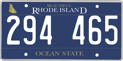 RI license plate 294465