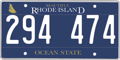 RI license plate 294474