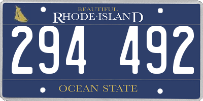 RI license plate 294492