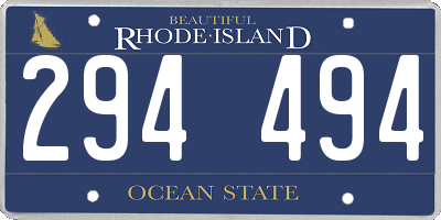 RI license plate 294494