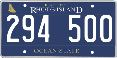 RI license plate 294500