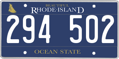 RI license plate 294502