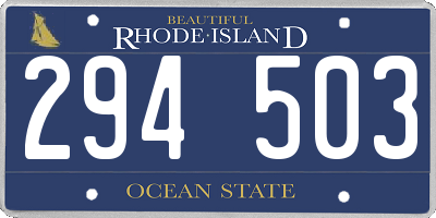 RI license plate 294503