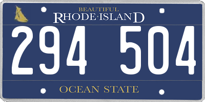 RI license plate 294504