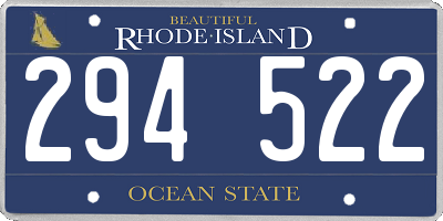 RI license plate 294522