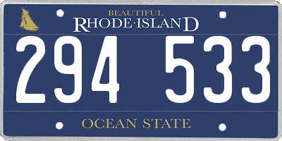 RI license plate 294533