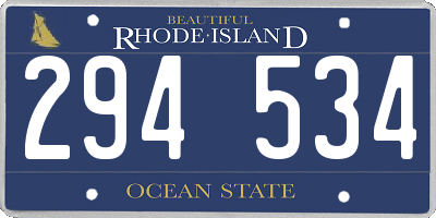 RI license plate 294534