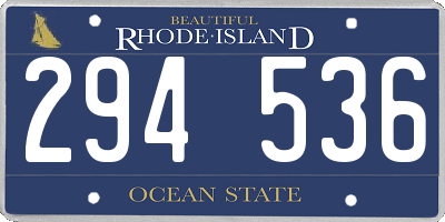 RI license plate 294536
