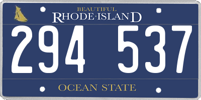 RI license plate 294537