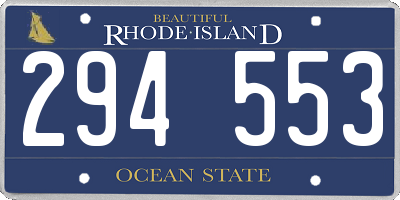 RI license plate 294553