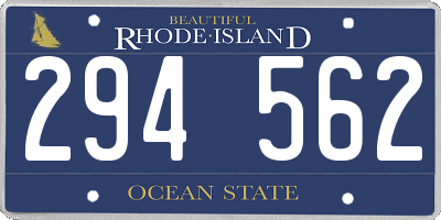 RI license plate 294562