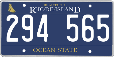 RI license plate 294565