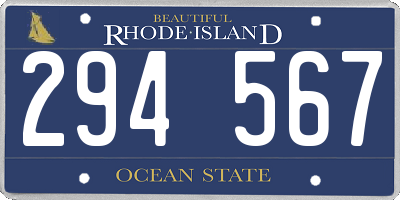 RI license plate 294567