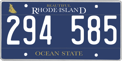 RI license plate 294585