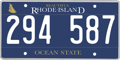 RI license plate 294587
