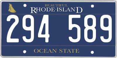 RI license plate 294589