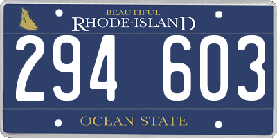 RI license plate 294603
