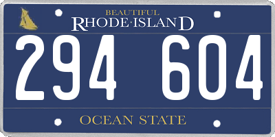 RI license plate 294604