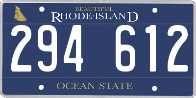 RI license plate 294612