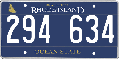RI license plate 294634