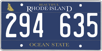 RI license plate 294635