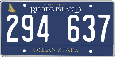 RI license plate 294637