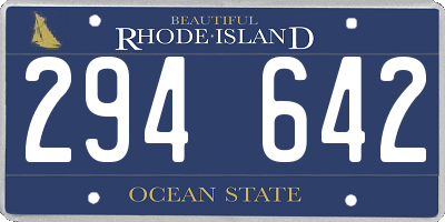 RI license plate 294642