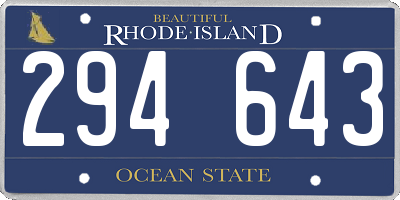 RI license plate 294643