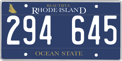 RI license plate 294645