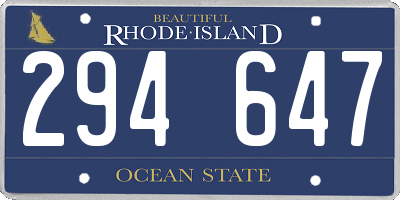 RI license plate 294647