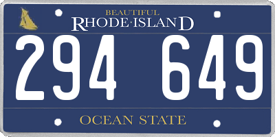RI license plate 294649
