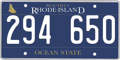 RI license plate 294650