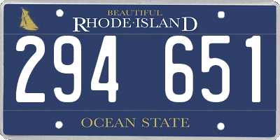 RI license plate 294651