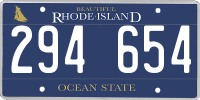 RI license plate 294654