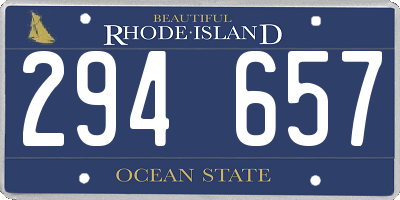 RI license plate 294657