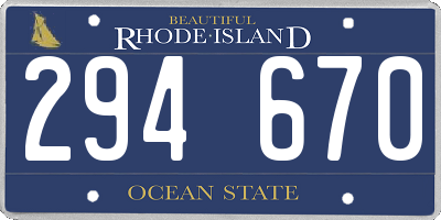 RI license plate 294670