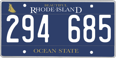 RI license plate 294685