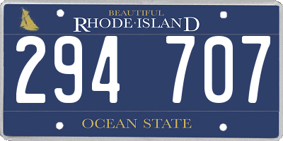 RI license plate 294707