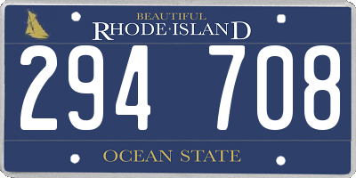 RI license plate 294708