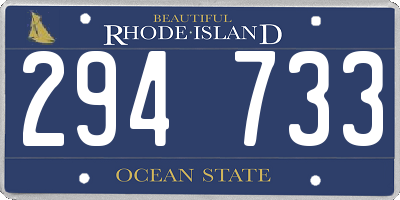 RI license plate 294733