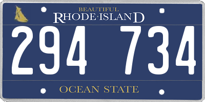 RI license plate 294734