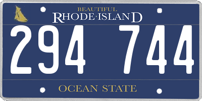 RI license plate 294744